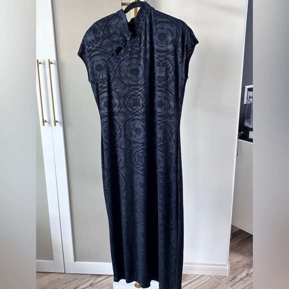 Vintage Joseph Ribkoff Black Sleeveless Cowl Neck Sheath Dress - Picture 1 of 2